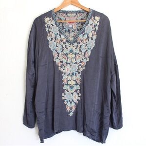 Johnny Was Biya Birdy Satin Top